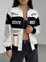 SpeedFlare Racing Fleece Bomber Jacket – Apricot