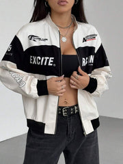 SpeedFlare Racing Fleece Bomber Jacket – Apricot