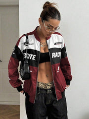 SpeedFlare Racing Fleece Bomber Jacket – Maroon