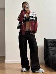 SpeedFlare Racing Fleece Bomber Jacket – Maroon