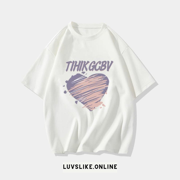 TIHIK-GCBV Printed Couple T-Shirts💜 with a lovely heart design ( PACK OF 2 )