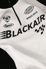 Black Air Printed Half Zipper White Shirt