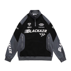 Black Air Printed Half Zipper Charcoal Shirt