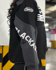 Black Air Printed Half Zipper Charcoal Shirt