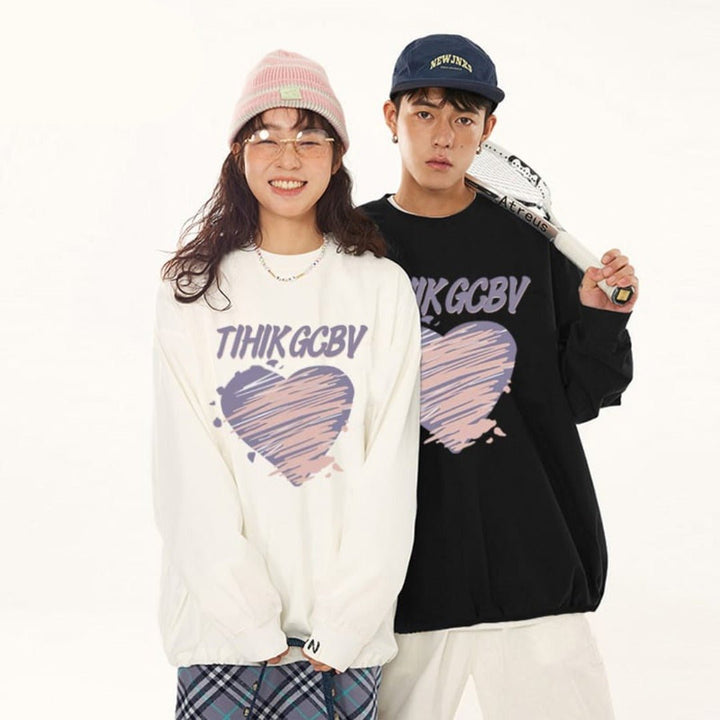 TIHIK-GCBV Printed Couple Sweat Shirt💜 { Pack Of 2 }