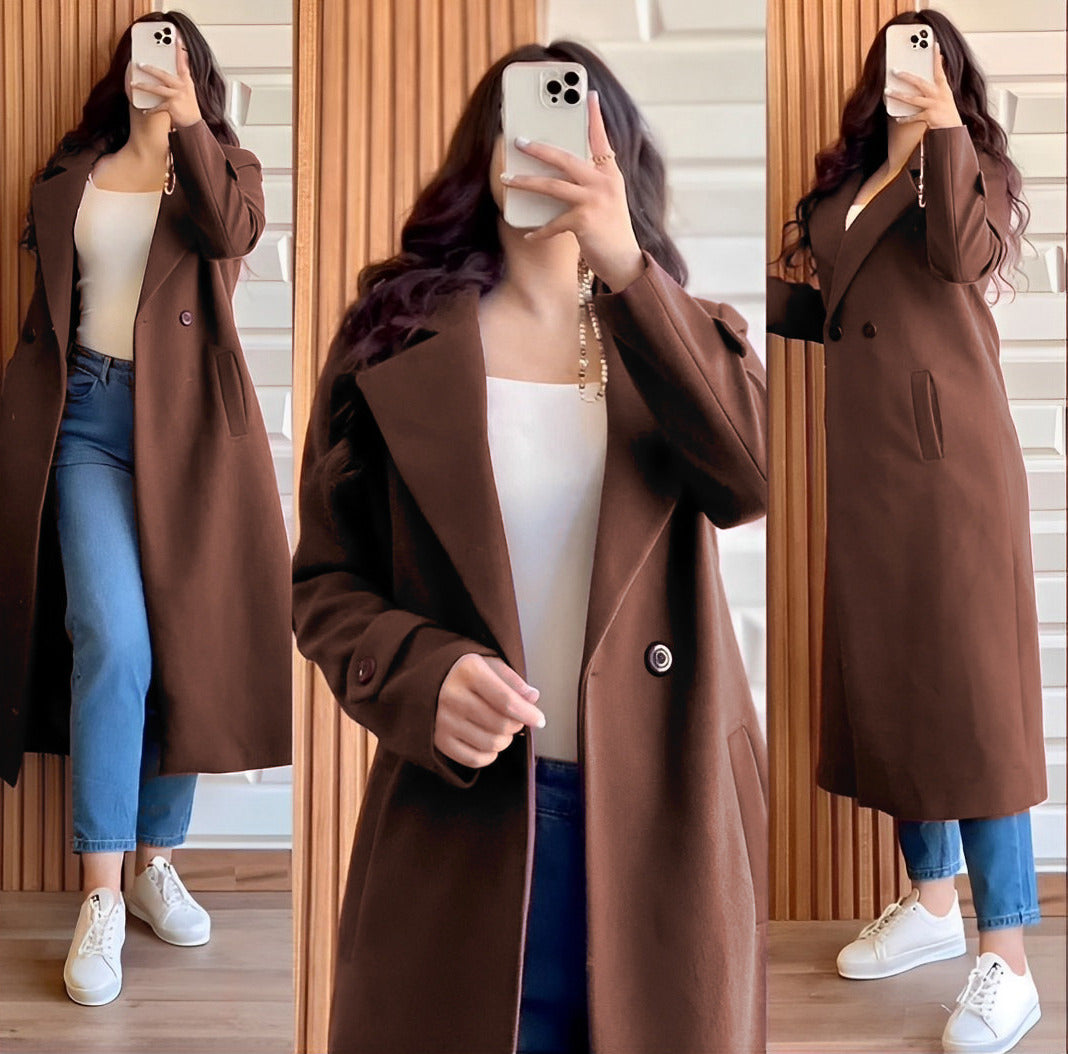 Women's Winter Double Fleece Long Coat