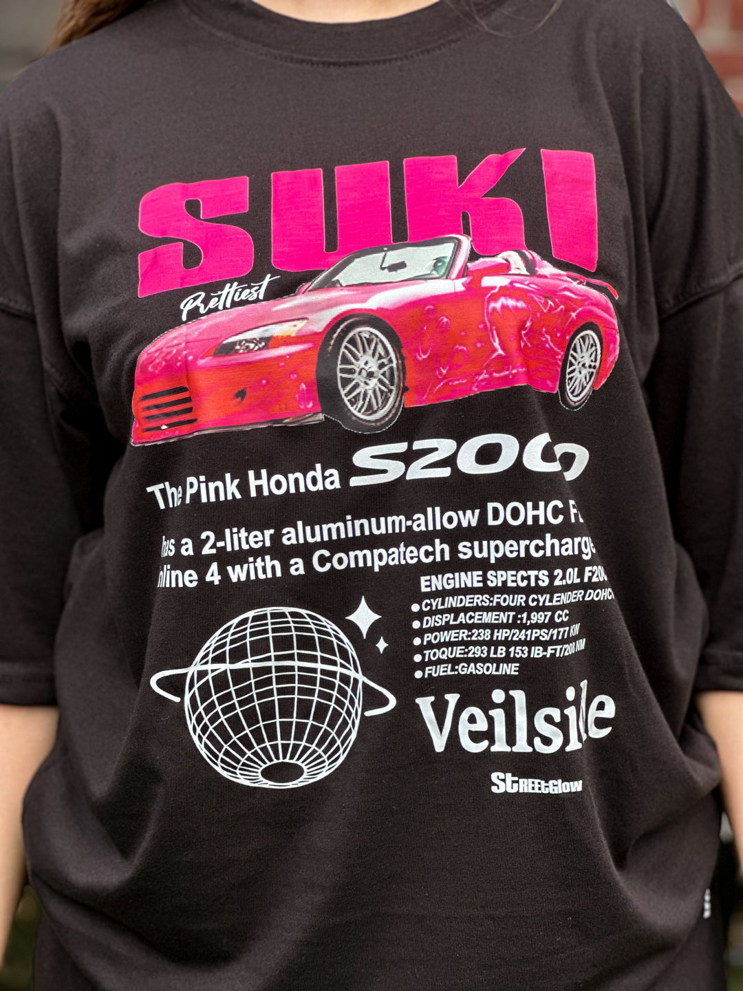 Suki's Pink Honda 2000 Tee 🌸🚗✨ Front