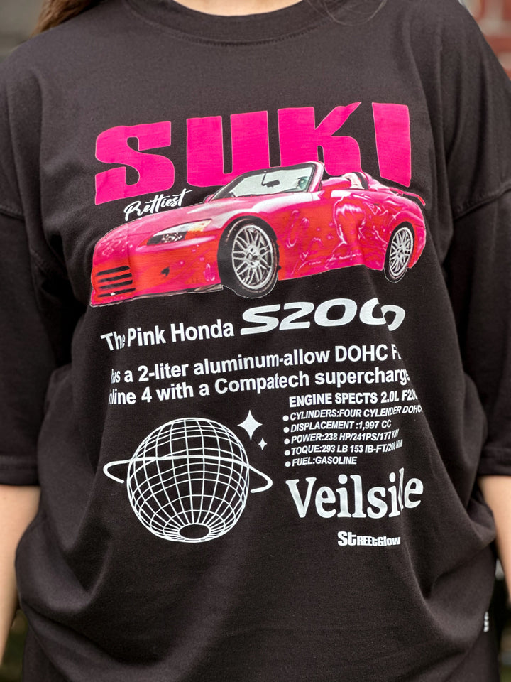 Suki's Pink Honda 2000 Tee 🌸🚗✨ Front