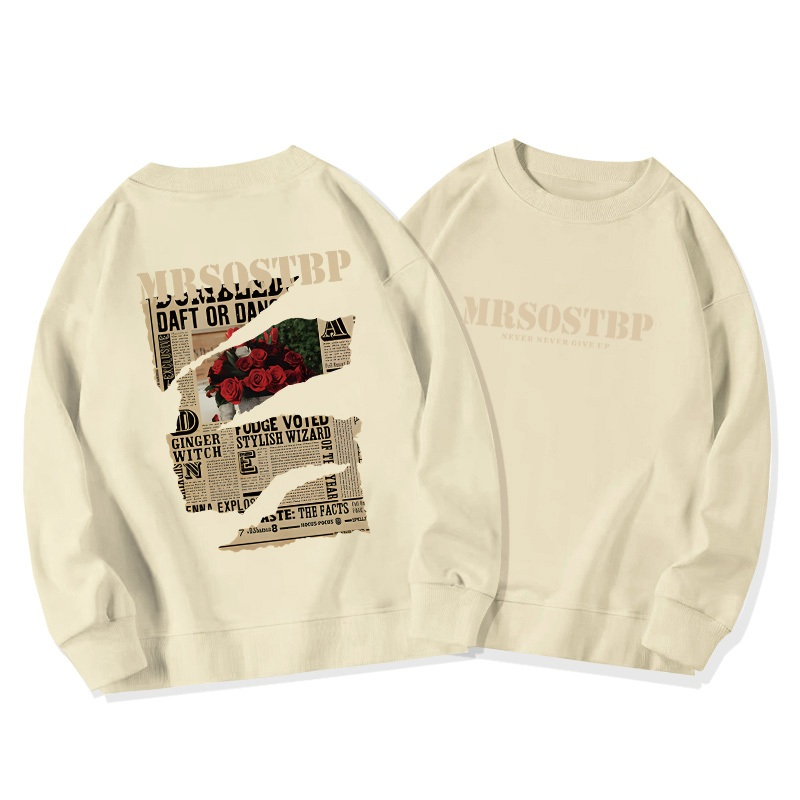 Vintage Rose Newspaper Print Sweatshirt 🌹